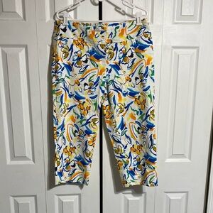 Zac & Rachel Blue Yellow Floral Cropped Pants
Size